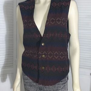 Vintage Aztec Button‎ Down Vest Size Medium